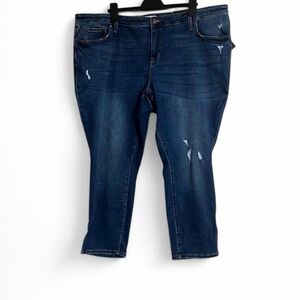 Ava & Viv Jeans Sz 26W Slit Hem Closet Staple Distressed Denim Tummy Control